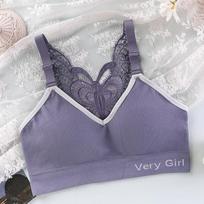 Butterfly Back Underwear Women's Integrated Non Steel Rim Sports Bra Underwear Women's Butterfly Back Sexy Gathering Comfortable Women S violetinė