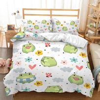 Cartoon Animals Frog chick Alpaca 3D Duvet Cover Bedding Set Comforter Linen Pillowcases Room Decor Single Double King Queen 135x200cm 2pcs