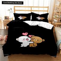 Cute Bubu Dudu Cartoon Bear Panda Duvet Cover kawaii Bedding sets Soft Quilt Cover and Pillowcases Single/Double/Queen/King Boys EU single(135x200cm)