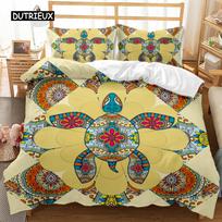 Bohemian Elephant Duvet Cover Set Elephant Mandala Pattern Animal Bedding Set for Teens Adults Queen King Polyester Quilt Cover EU single(135x200cm)