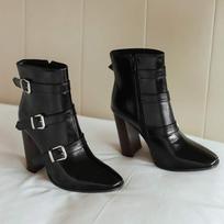 Krazing Pot Polyurethane Autumn Winter Shoes 47 Size 48 Size 49 Size 50 Sexy Boots Square Toe Metal Buckle Keep Warm Ankle Boots 34 juoda