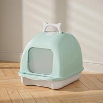 Premium Enclosed Cat Litter Box: Detachable, Oversized, Anti-Splash & Odor-Resistant Cat Bed Toilet Large gray