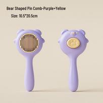 Vieno mygtuko plaukų šalinimo šukos - automatinis, nešiojamas kačių ir šunų priežiūros šepetys Bear Hair Removal Comb gray