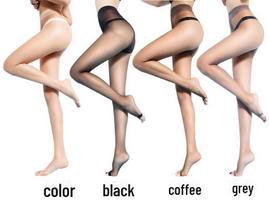 Open-Toe Ultra-Thin Core-Spun Silk Pantyhose for Women One Size pilka