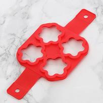 Pancake Maker Multiple shapes 4 Holes Nonstick Silicone Baking Mold Ring Fried Egg Mold for family cooking red