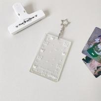 3 colių mielas permatomas K-pop nuotraukų kortelių laikiklis, drugelio lankas, žvaigždė, autobuso asmens tapatybės kortelės dangtelis, raktų pakabukas, nešiojamas mokyklinės kuprinės pakabukas white