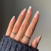 24 Pieces Nail Manicure Nail Piece White Simple French Flower Nail Manicure False Nail