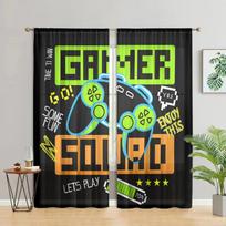 2 pieces, game controller curtains - suitable for living room, bedroom and home decoration - adding decorative fun to children. W150CM H166CM&Rod pocket