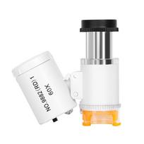 Mini kišeninis mikroskopo rinkinys 60X laboratorinis rankinis mikroskopas Maitinamas baterijomis Mikroskopas su LED lempute Vaikams Mokslo mikroskopas balta