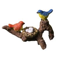 Paukščio statulėlė Gėlių vazono dekoracija Pakabukas Dervos paukščiai, tupintys ant šakos Vazono apkabinėjas Ornamentas vazoniniams augalams Bonsai Bird brown
