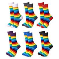 6 poros unisex žieminių kojinių, spalvotos vaivorykštės dryžuotos, vidutinio ilgio, labai elastingos, šiltos, neslystančios, storos porų kojinės, kasdienės sportinės kojinės multi