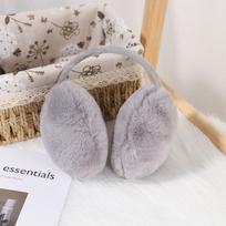 Women's Foldable Winter Plush Earmuffs: Fashionable, Warm, Antifreeze Ear Warmers for Students Back-worn grey pilka