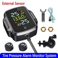 Car Tyre Pressure Alarm Monitor System TPMS 2 External Sensors LCD Display Temperature Warning Wireless Solar Motorcycle Parts 03