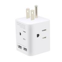 Kelių kištukų lizdo ilgintuvas Elektrinio sieninio lizdo skirstytuvas su 4 15A kintamosios srovės lizdais 2 USB prievadais