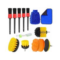 15 Piece Car Cleaning Kit Electric Drill Brush Air Conditioner Vent Cleaning Brush Combo Set 14 Pcs black