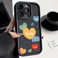 For iPhone 16 Pro 15 14 Plus 13 12 Pro Max 11 Xs Xr 8 7 Love Hearts Pattern Shockproof Soft Tpu Lens Protection Anti-Fall Phone Case Cover iPhone 16 juoda