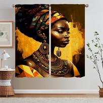 African Woman Blackout Curtain Living Room Decoration Kitchen Curtains for Bedroom Customs Free Shipping Products Window Blinds W50xH70cmx2pcs-CL black