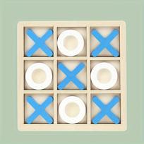 1 Piece Tic Tac Toe Hanzi Board Game - Interactive Family Entertainment Manufactured Wood OX Board Game - Children's Educational Brain Training Toys white