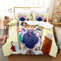 Miss Kobayashi's Dragon Maid Bedding Set Cartoon Anime three-piece set Adult Kid Bedroom Duvet cover Sets 3D print Kawaii Anime EU Single 135x200cm
