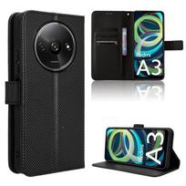 Atverčiamas dangtelis skirtas Xiaomi Redmi A3 / Poco C61 odiniam dėklui [Flip Vintage Leather] Atsparus smūgiams, patvarus retro telefono dėklas Redmi A3/Xiaomi Poco C61 juoda