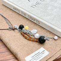 Utopijos serijos metaliniai širdies karoliai: Unikalus auksinis ir sidabrinis dviejų atspalvių dizainas, Retro Trend ilga megztinio grandinėlė. Rice Bead Multi-element Necklace ruda