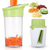 5 in 1 Food Chopper with Container Slicer Fruit Juicer Shredder Kitchen Household Cheese Potato Lemon Carrot Machine beige