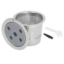 5 Hole Reusable Coffee Pod Filter Stainless Steel Refillable Coffee Powder Filter with Brush Spoon white