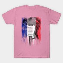 T Shirt Women Guitar Flag France V2 Harajuku Print Kawaii Tshirt Summer Short Sleeve Female T-Shirt Top Tee S rožinė