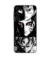 Coque pour Samsung Galaxy A16 Sangoku Naruto Luffy one piece Dragon Ball Z fond noir et blanc, anime manga Maniacase juoda
