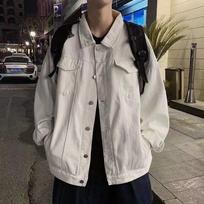 Men's Trendy Hong Kong Style Denim Jacket: Spring/Autumn, Loose Fit, Korean-Inspired Workwear. L
