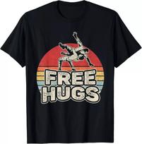 Vintage Retro Wrestling Funny Free Hugs Wrestling T Shirt XXXXL