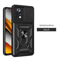 Dėklas Xiaomi Poco X4 Pro 5G NFC, automobilinis laikiklis, kameros objektyvo apsauga, šarvuotas telefono dėklas PocoX4Pro Poko Little X 4 Pro galiniam dangteliui For Poco X4 Pro 5G juoda