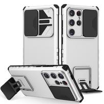 Armor Case For Samsung Galaxy S24 Ultra S23 FE S22 Plus S21 Note 20 Ultra Cover Slide Protective Lens Kickstand Coque Fundas For Samsung S24 balta