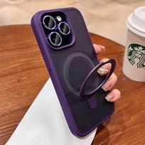 Matte Ring Holder Glass Lens Phone Case For iPhone 15 14 13 12 11 Pro Max Plus For Magsafe Wireless Magnetic Hard Bumper Cover For iphone15