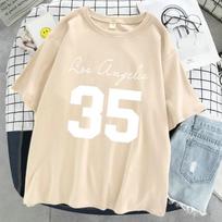 Los Angeles Jersey Number 35 Print Tshirt Women Street Harajuku T Shirts Personality Hip Hop Tee Shirt Breathable Short Sleeve S