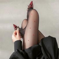 Retro Red Polka Dot Stockings Miu Bottom Socks JK Black Silk Women's Spring and Autumn Ankela Socks Thin average size