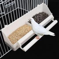 Bird Food Bowl Cups White Birds Feeder Hanging Food Feeder for Parrot Pigeon Bird Cage Extended Food Box Pet Cage Feeding Box balta