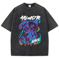 Street Women Cotton Washed T-Shirt Colored Humor Print Pattern Printed Tees Fashion Oversize Short Sleeve Clothing S