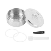 Stainless Steel Reusable Coffee Capsule Refillable Coffee Pod with Spoon Brush Heat Resistant L white