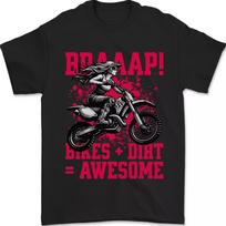 Braaap Awesome Motocross Motox Dirt Bike Female T Shirt L