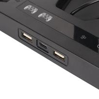 for PS5 Vertical Stand 1 Headphone Stand 2 Controller Chargers 15 Game Disc Slots with Cooling Fan gray