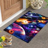 3D Planetų Kosmoso Tema Grindų Kilimėlis Durų Kilimėlis Super Minkštas Flanelinis Paviršius su Lateksiniu Pagrindu Animacinis Sugeriantis Vonios Kilimėlis Tualeto Kilimėlis Įėjimas 40x60cm