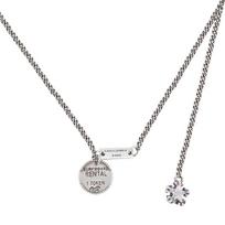 English Round Card Star Necklace Thai Old Retro Trendy Personalized Clavicle Chain Women