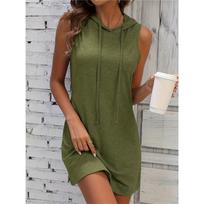 Slim-fit Bag Hip Hoodie Drawstring Sports Casual Women's Solid Color Short Sleeveless XXXL pilka