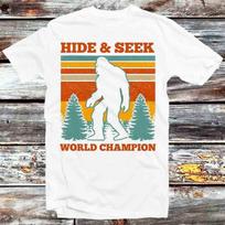 230 Gsm 100% Cotton Hide And Seek World Champion Bigfoot Hunter T Shirt Vintage Retro Cool Gift Mens Womens Unisex Cartoon Anime Top Tee B788 XXS balta