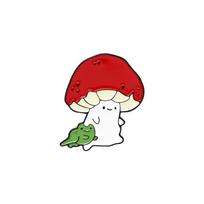 Mini Red Mushroom Frog Smiley Face Brooch - Cartoon Design Decorative Badge