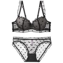 French Lace Underwire Lingerie Set - Soft, Sexy, Supportive for All Sizes 80C juoda