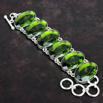 Faceted peridot bracelet handmade gemstone bracelet unique jewelry 925 sterling silver bracelet adjustable chain bracelet anniversary gifts Adjustable green