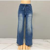 Korean Style Baggy Wide Leg Jeans Women Casual Elastic High Waist Straight Denim Pants Summer Thin Classic Solid Color 2025 Spring New S mėlyna