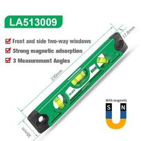 230MM Didelio tikslumo gulsčiukas Magnetinis svirtinis burbulinis Nerūdijantis Horizontalus Vertikalus Kryžminio kampo matuoklis Ieškiklis green
